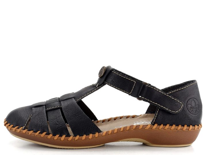 Rieker baleríny s priehlavkovým T-pásikom čierne M1675-00