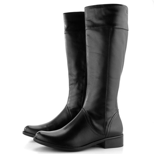 Caprice hladké kožené kozačky černé 9-25511-41