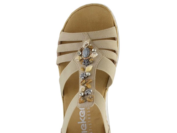 Rieker sandále na kline béžové V0649-62