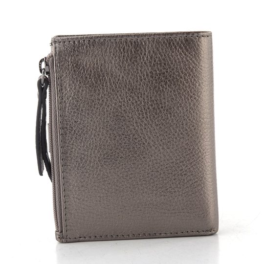 Kožená menší peněženka se zápinkou dk. silver LG059M