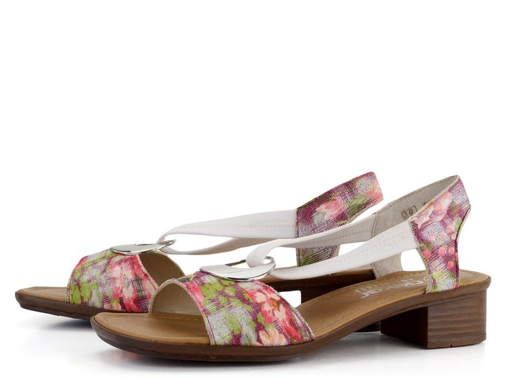 Rieker sandále na podpätku Fuchsia-Multi 62662-90