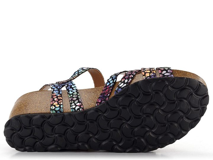 BIO Life kožené sandály na klínu černé/barevné 1715.23/439