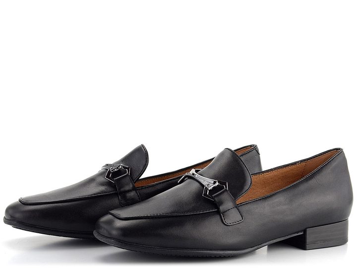 Caprice elegantní černé kožené mokasíny 9-24201-41