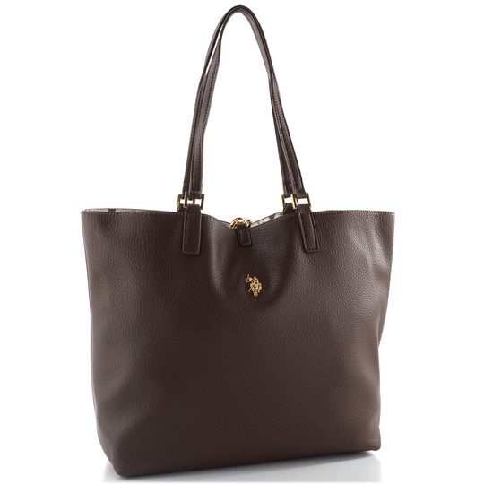 U.S. POLO ASSN. velká oboustranná shopper kabelka s etují hnědá BIURR9376WVPHB7