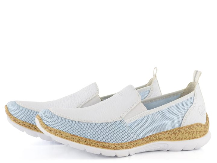 Rieker bielo-modré vzdušné poltopánky na nazutie N4275-10