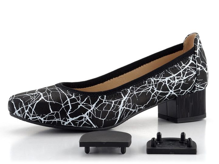 Barton dámské lodičky černé s bílým vzorem R2417