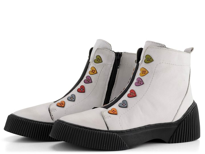 Karyoka dámský kotník s barevnými knoflíky White 3143-500