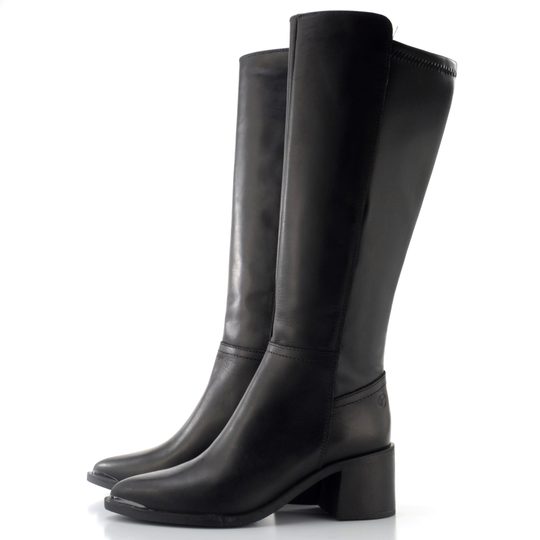 Tamaris hladké kozačky na podpatku black 1-25540-45
