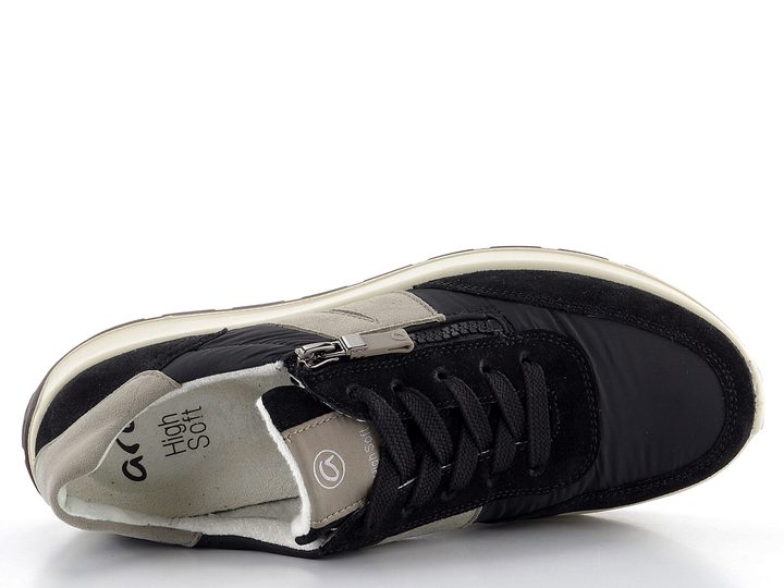 Ara širšie tenisky so zipsom New York Schwarz/Moon 12-25102-01