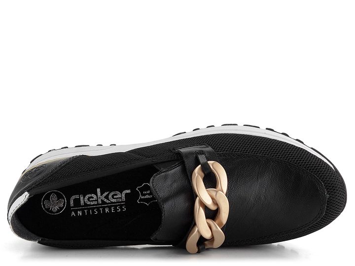 Rieker černé sportovní mokasíny s řetízkem N7458-00