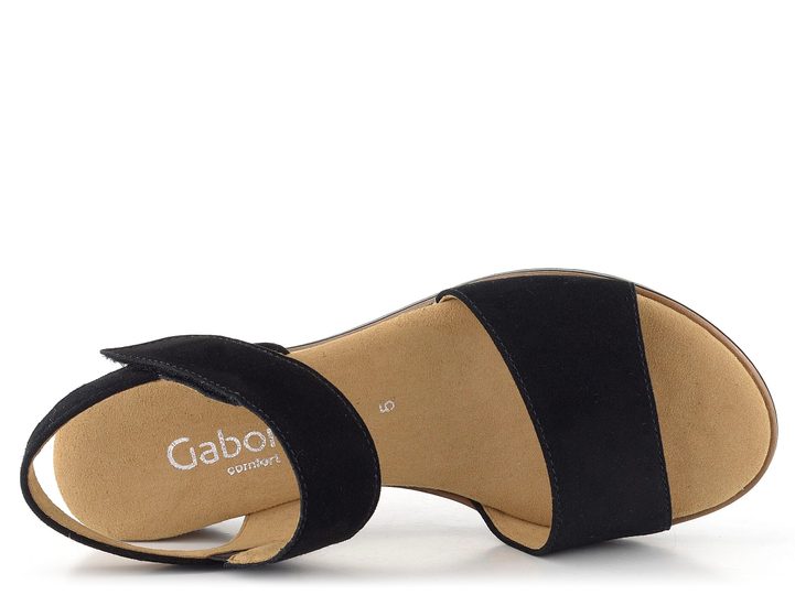 Gabor čierne semišové sandále na kline 22.750.47