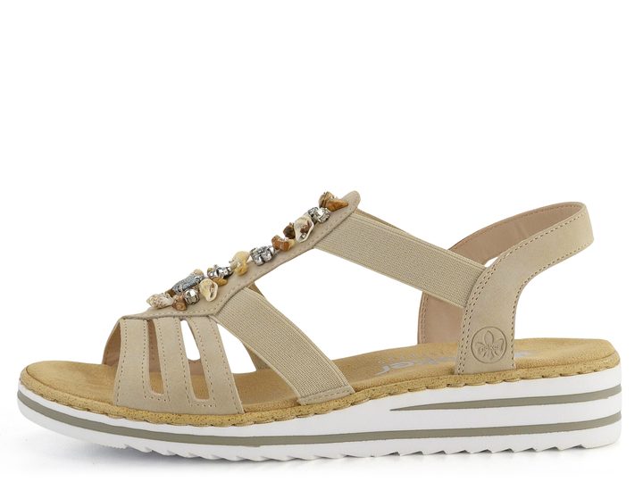 Rieker sandále na kline béžové V0649-62