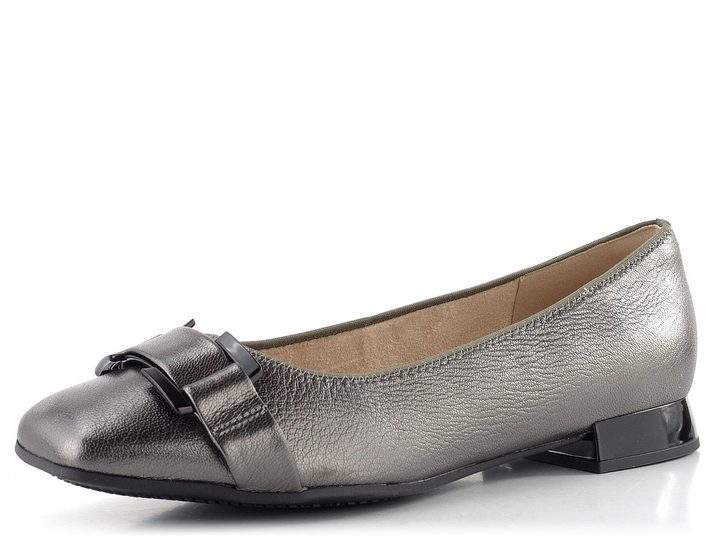 Caprice metalické baleríny Dark Grey se sponou 9-22101-45-289