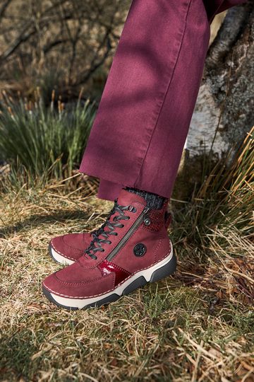 Rieker šněrovací kotník se zipem červený 45960-35