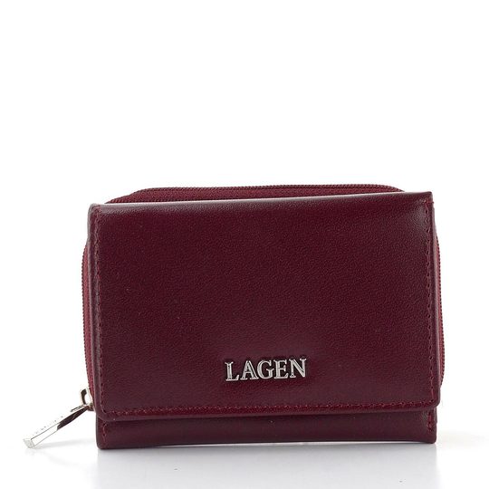 Kožená peněženka se zipovou kapsou vínová 50453