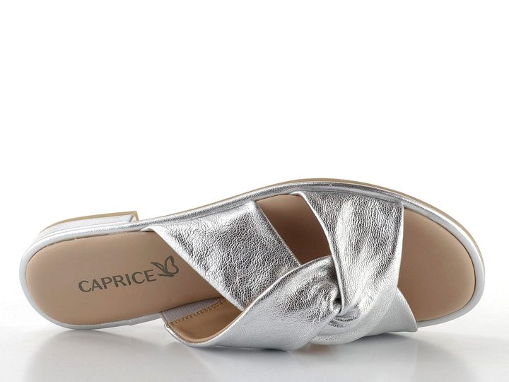 Caprice metalické pantofle Silver 9-27100-42