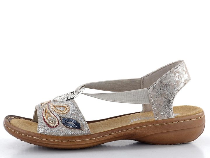 Rieker metalické sandále s gumičkou Rose-Metallic 608B4-90