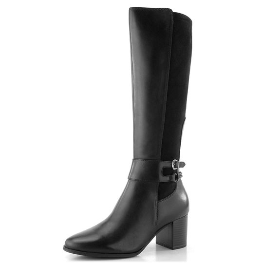 Caprice černé kozačky na podpatku 9-25501-45