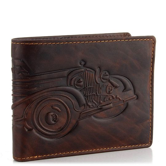 Pánská peněženka s ražbou auta tmavě hnědá 19179