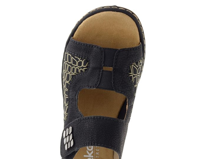 Rieker čierne sandále so strečom 65989-01