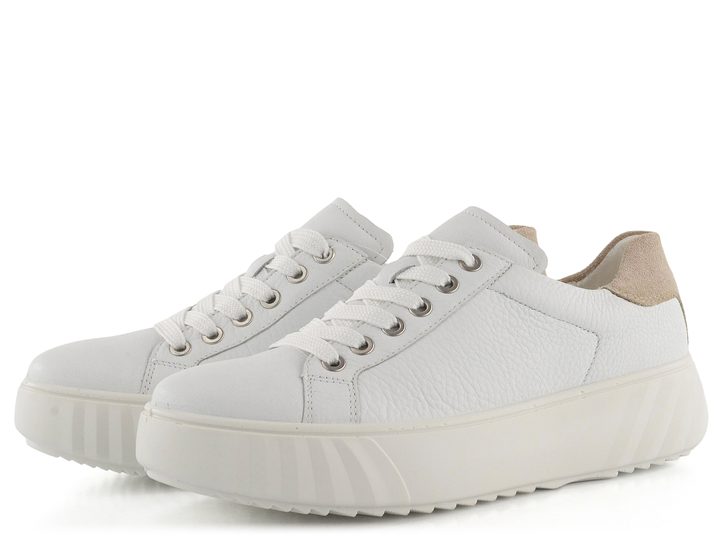 Ara širšie poltopánky na platforme Monaco biele 12-46523-04