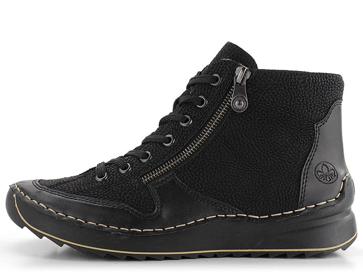 Rieker šněrovací kotník se zipem černý 51517-00