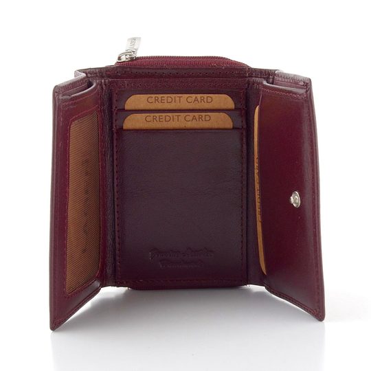 Kožená peněženka se zipovou kapsou vínová 50453