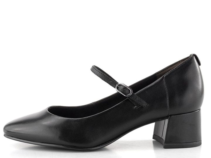 Tamaris lodičky so širokým podpätkom a pásikom black leather 1-22311-43