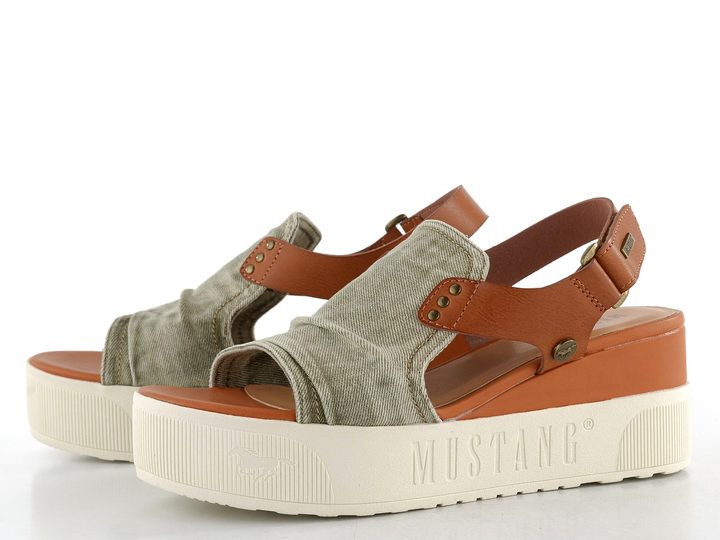 Mustang sandály na platformě s klínkem jeansgruen 1459-804-716