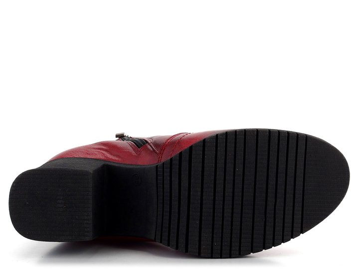 Barton vyteplený kotník na podpatku červený 23122