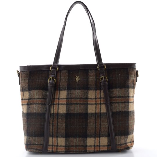 U.S. POLO ASSN. shopper kabelka s károvaným vzorem hnědá BIUHU9388WZCBC3