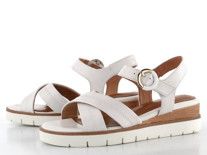 Tamaris sandály na klínku White Leather 1-28202-42