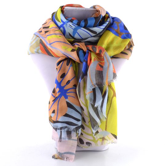 Fraas viskózový šál s barevným vzorem listí 645027-640