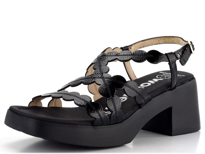 Wonders sandály na podpatku lakované Negro D-1013