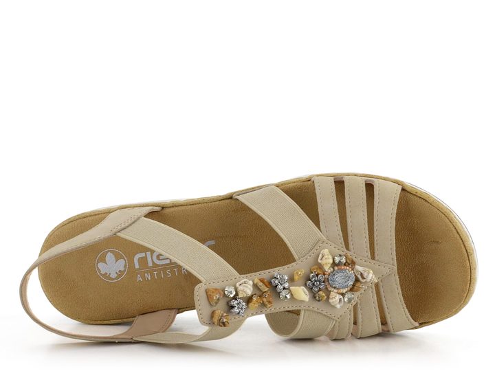 Rieker sandále na kline béžové V0649-62