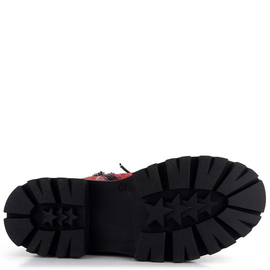 Barton kotník zateplený červený s černým potiskem 23104