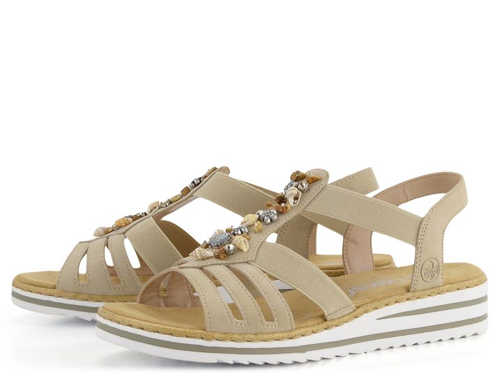 Rieker sandále na kline béžové V0649-62