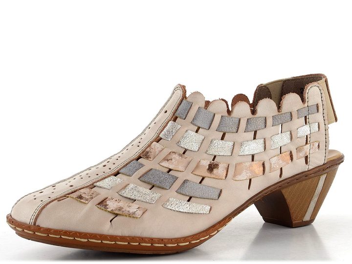 Rieker preplétané poltopánky s voľnou pätou Clay/Rosa/Grey 46778-64