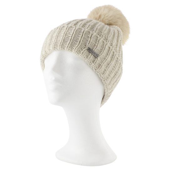 Voxx pletená čepice s merino vlnou a bambulí Minor krémová 121075