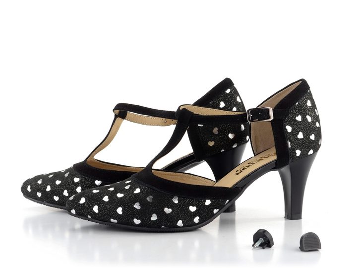 Barton čierne lodičky so striebornou potlačou