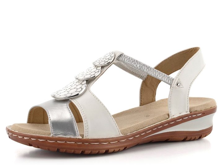 Ara bílo-stříbrné sandály Hawaii 12-27242-77