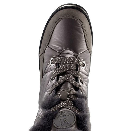 Caprice vyteplená šnurovacia členková obuv Taupe Comb 9-26226-41