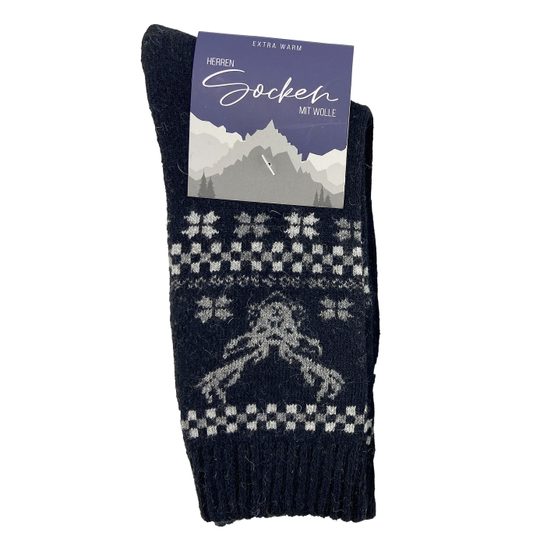 Pánské zimní ponožky s vlnou 2 páry černé/antracit 21456