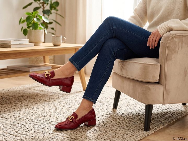Tamaris mokasíny na podpatku red 1-24316-43