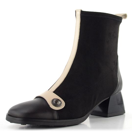 Hispanitas strečový zipový kotník na podpatku Marsella black/cream BHI254219