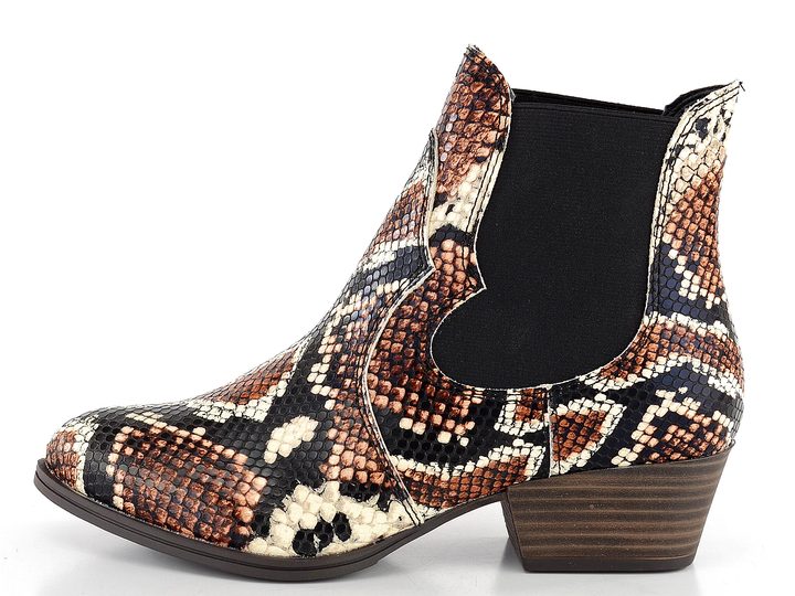 Tamaris westernové členkové topánky hadinkové hnedé kombinované 1-25974-33