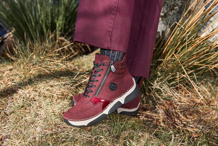 Rieker šněrovací kotník se zipem červený 45960-35