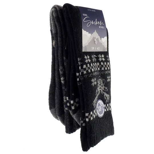 Pánské zimní ponožky s vlnou 2 páry černé/antracit 21456