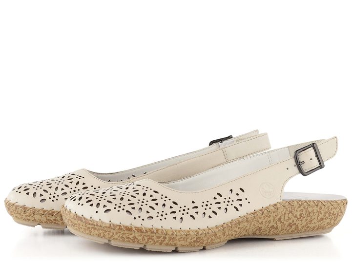 Rieker světlé prořezávané baleríny s volnou patou 44861-60