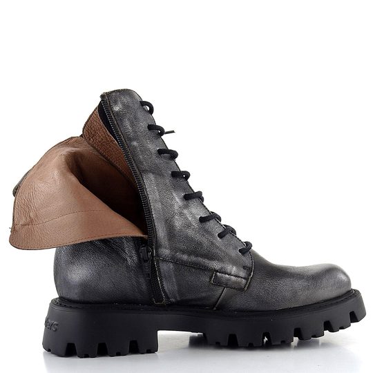 Wonders šněrovací kotník na hrubé podešvi Plomo/Negro C-7502